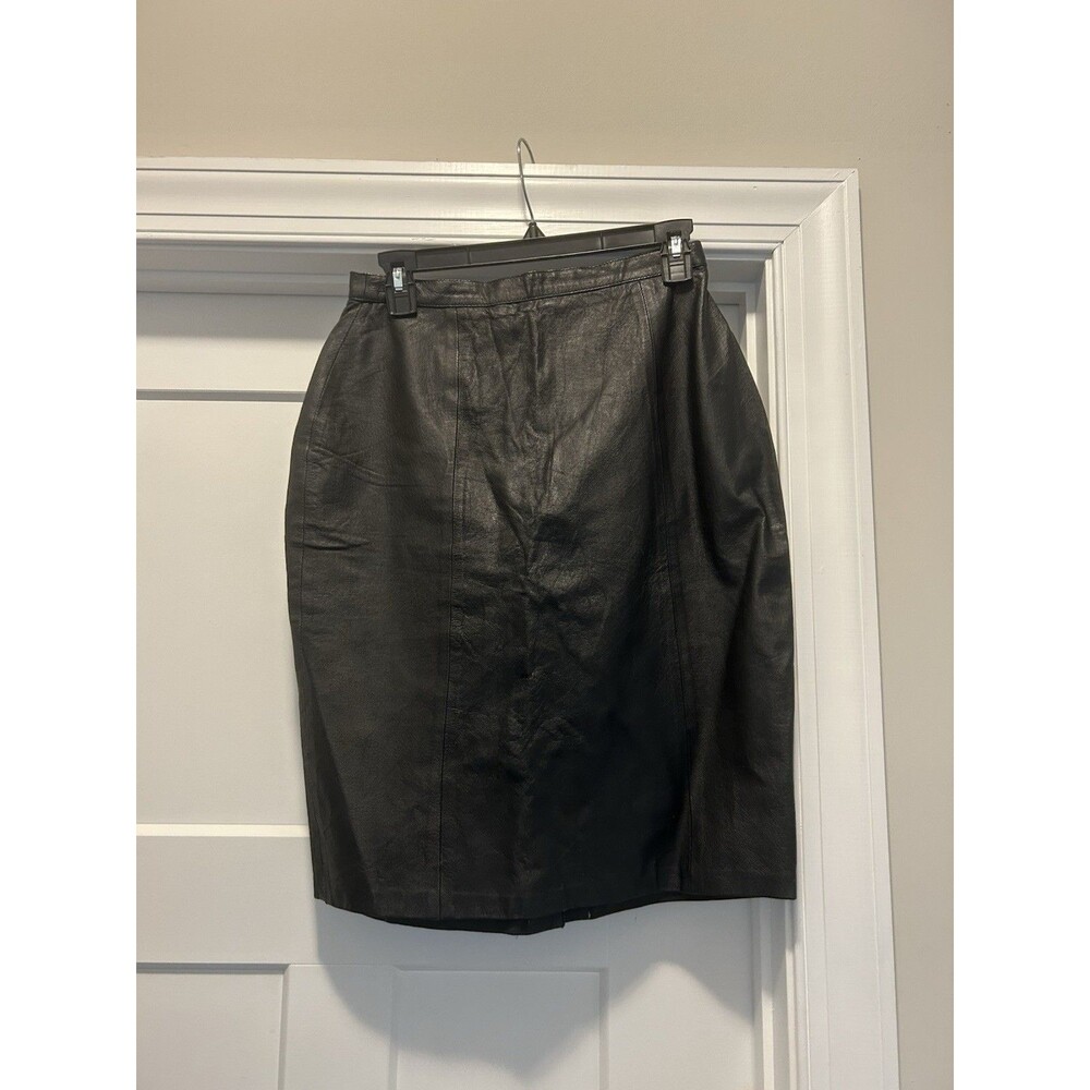 Vintage Y2K Leather High Waist Pencil Skirt Black Rock Goth Witchy Waist 26